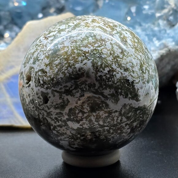 Moss Agate Sphere – Growth + Grounding - Picture 2 of 3